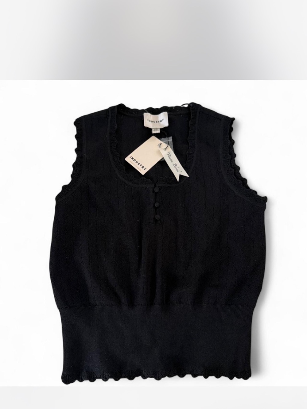 Industry Black Scallop-Edge Knit Tank